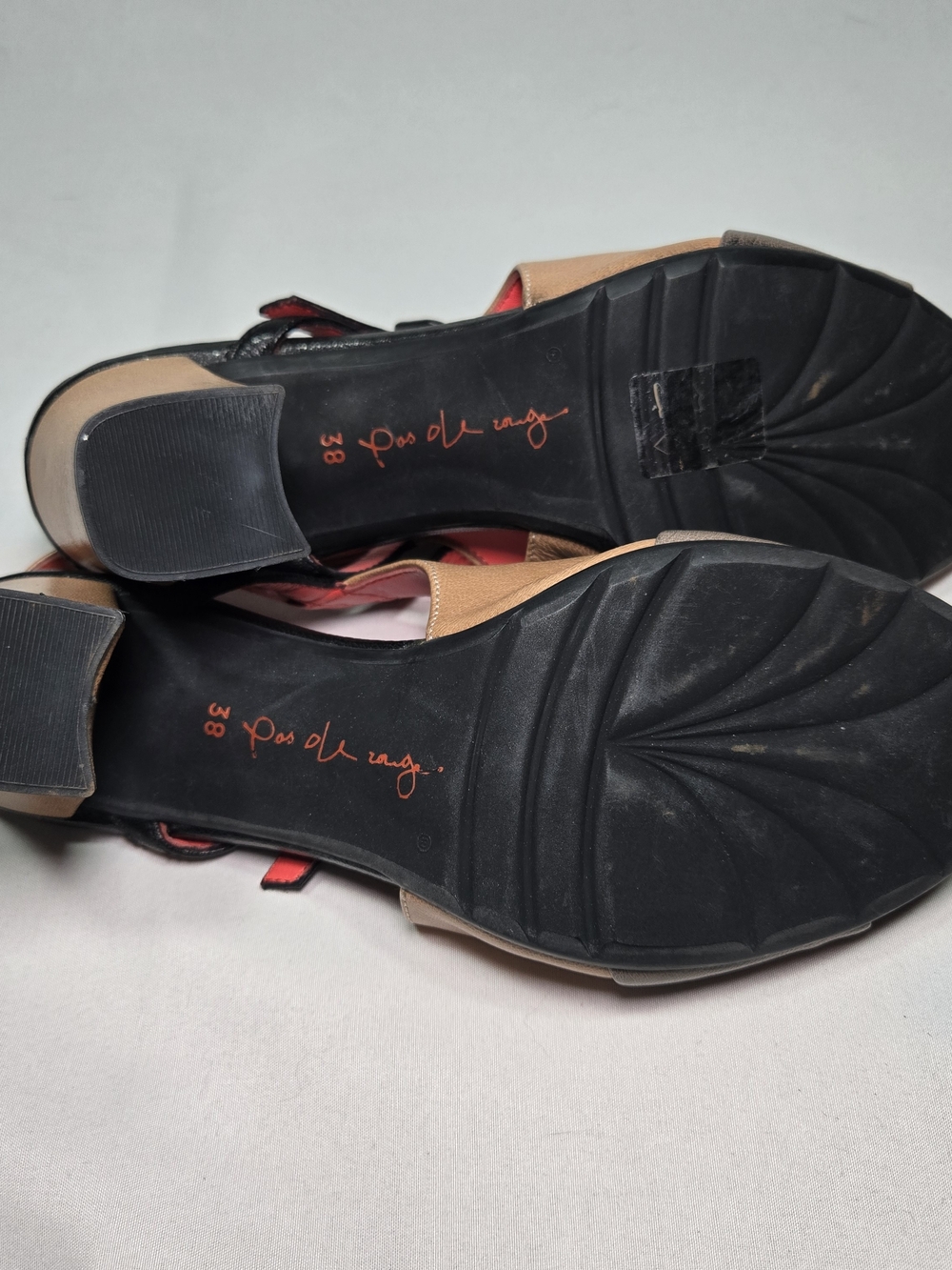 Pas de Rouge Gaia Sandal Two Tone Leather Sling Back Womens EU 38 US 7.5 Luxury - Picture 9 of 9